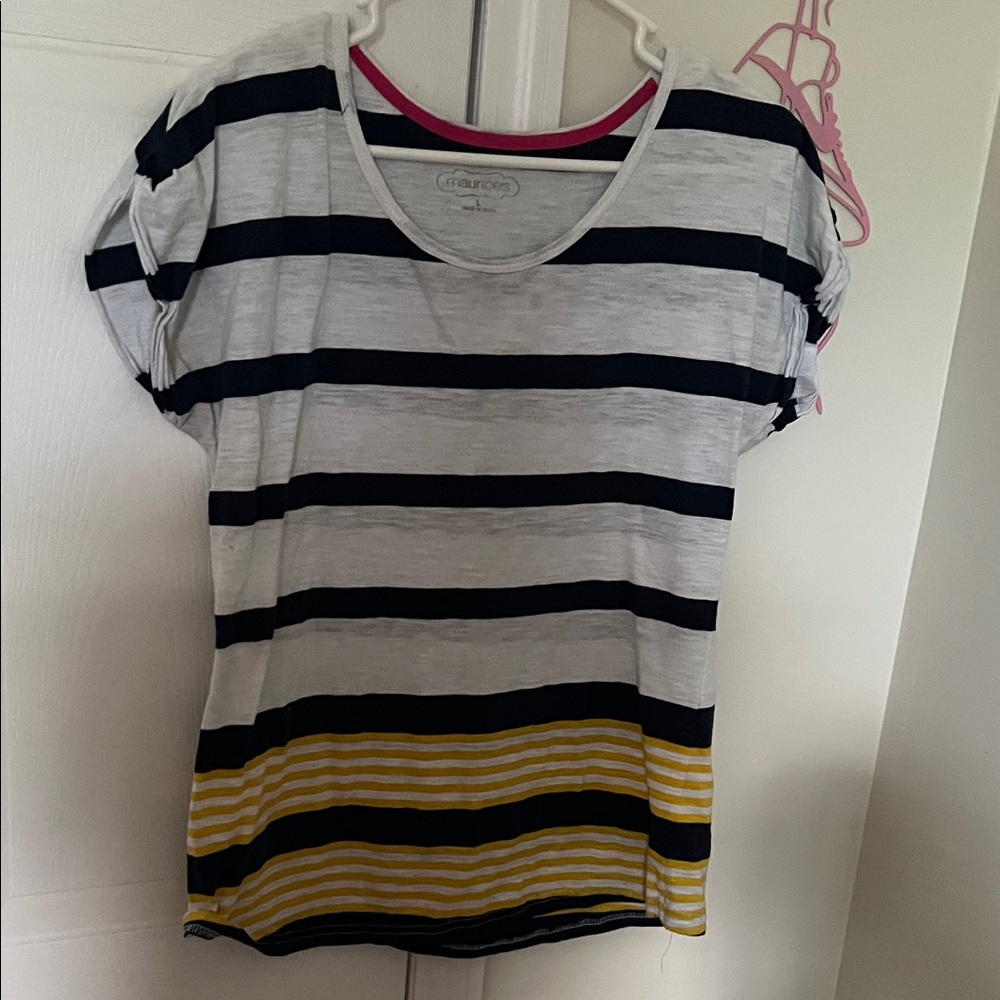 Maurices Black and White Striped Short Sleeve Tee